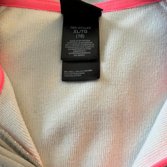 The Northface track jacket size XL 18 girls silver/gray and coral trim - Picture 3 of 4